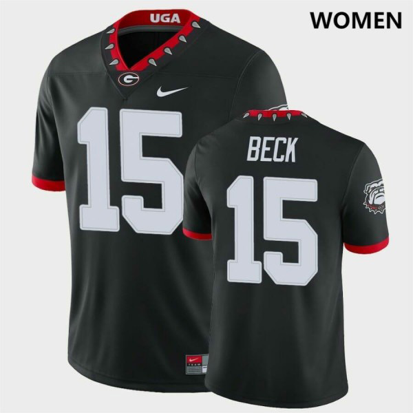 Women's #15 Carson Beck Georgia Bulldogs 100th Anniversary College Football Jersey - Black